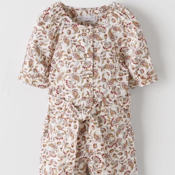 ZARA Kids Belted Floral Jumpsuit - Picture 3 of 4